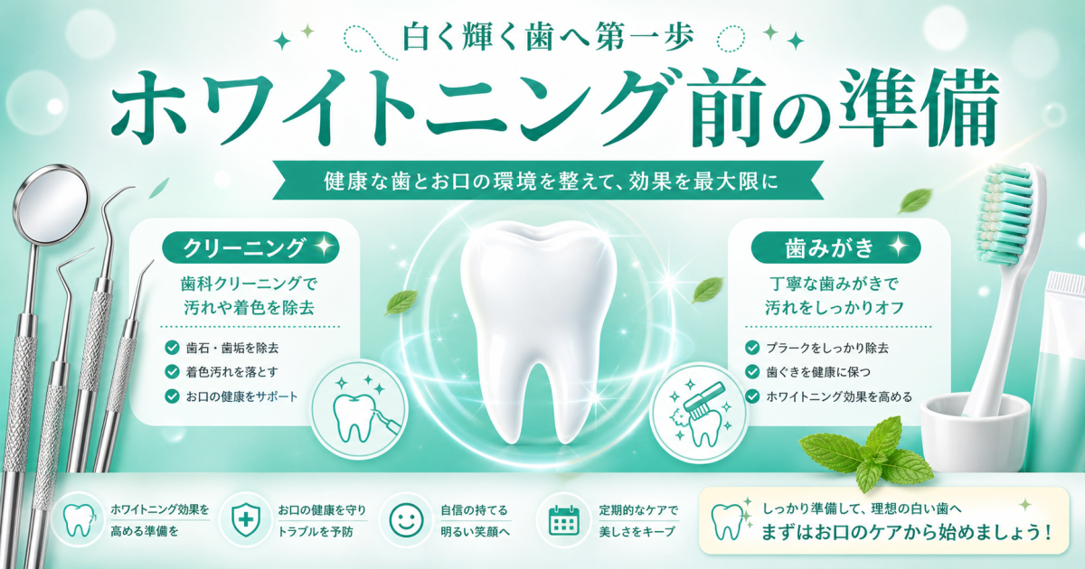 ホワイトニング前にすることとは？　クリーニングや歯みがきってするべき？