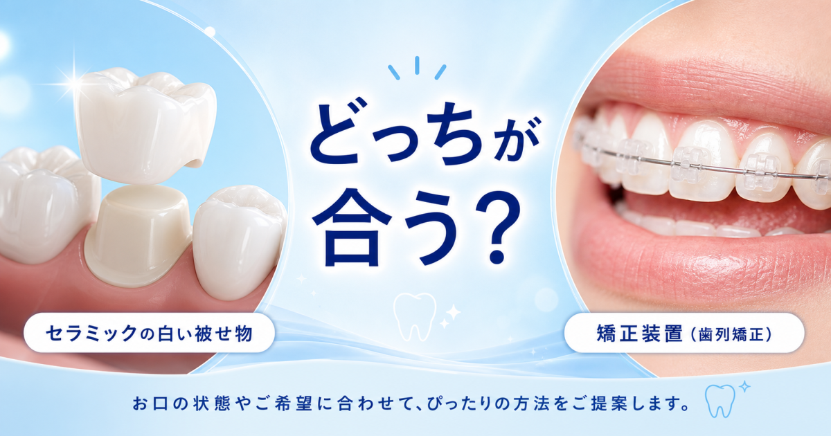 セラミックで歯並びは治せる? セラミックと矯正、どっちがいい?