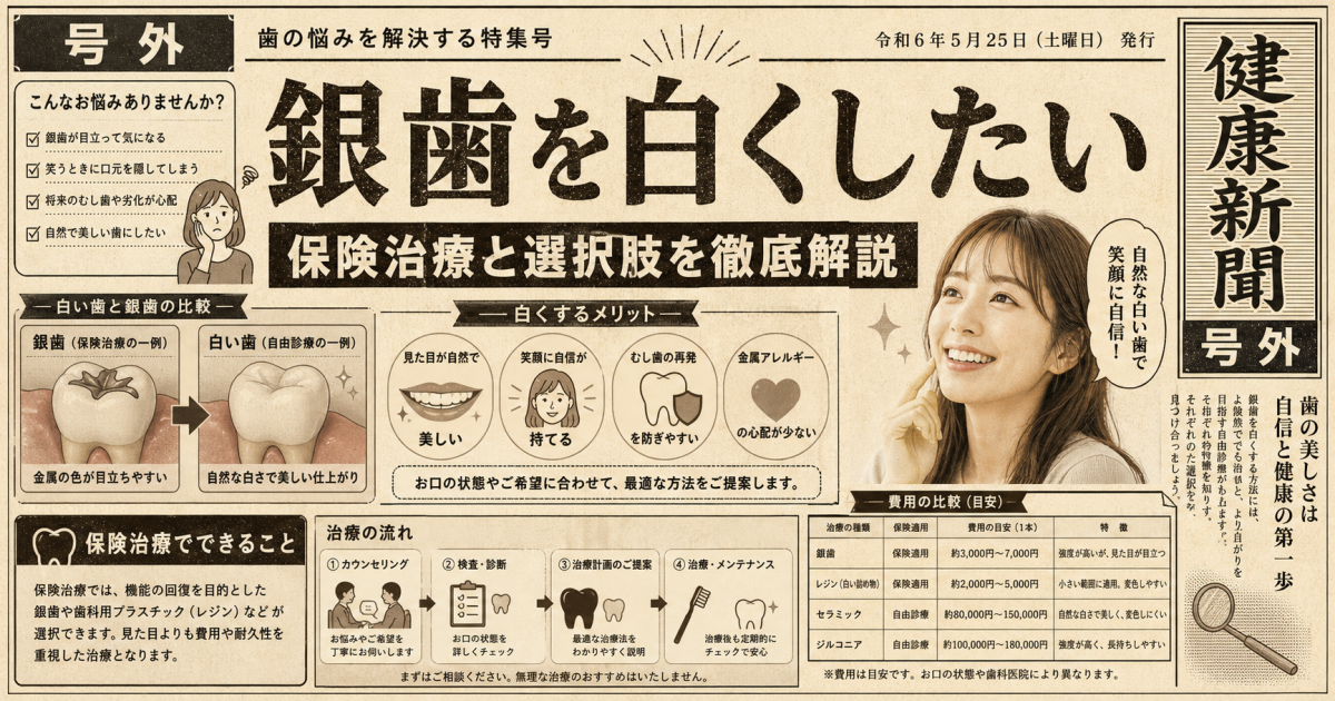 笑うと見える銀歯を白くしたい!費用を抑える保険治療と選択肢