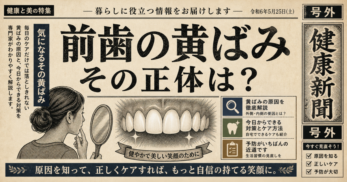 前歯の黄ばみは虫歯？着色？原因の見分け方と安全な白い歯の作り方