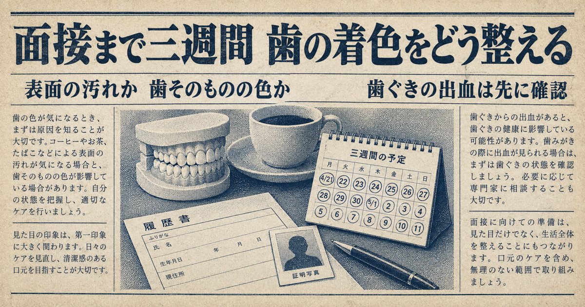 転職面接まで3週間、第一印象が気になる歯の着色をどうする？